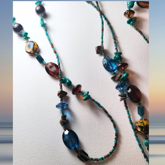 Boho Chic Multi-Color Beaded Necklace - 28”+ / Lightweight & Vibrant - Picture 4 of 7